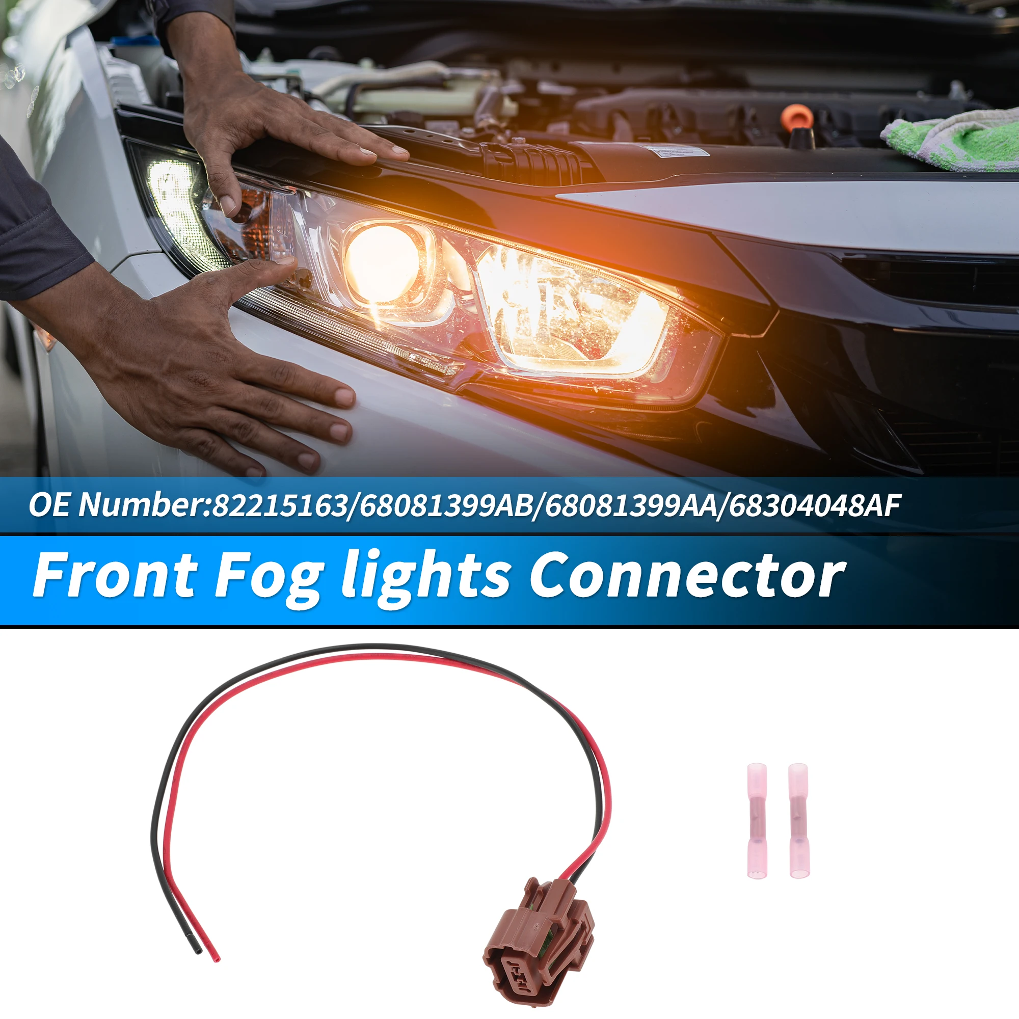 

UXCELL No.68304048AF/68081399AB Front Fog Lights Connector for Jeep Wrangler 2010-2024