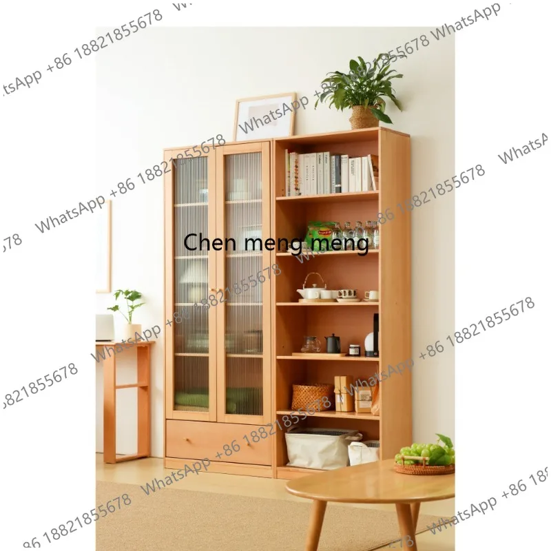 

Solid wood combination bookcase Beech locker Nordic Japanese simple glass doorway bookcase