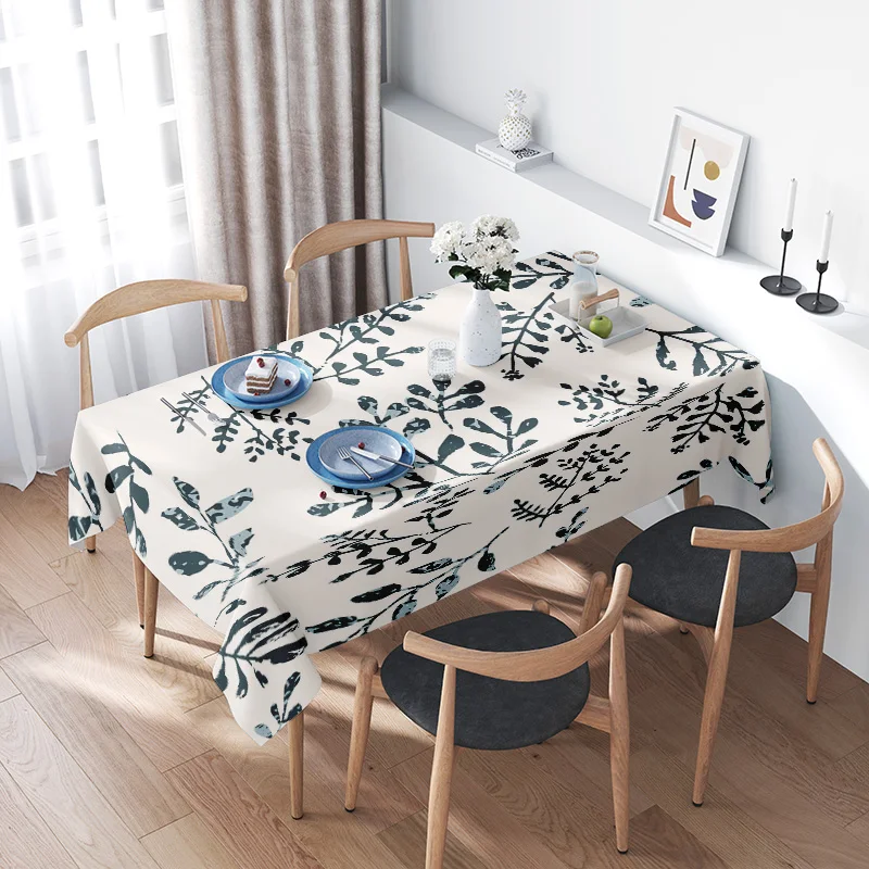 

Современная скандинавская скатерть с цветочным принтом, моющаяся полиэстеровая прямоугольная скатерть, декор для столовой, украшение дома