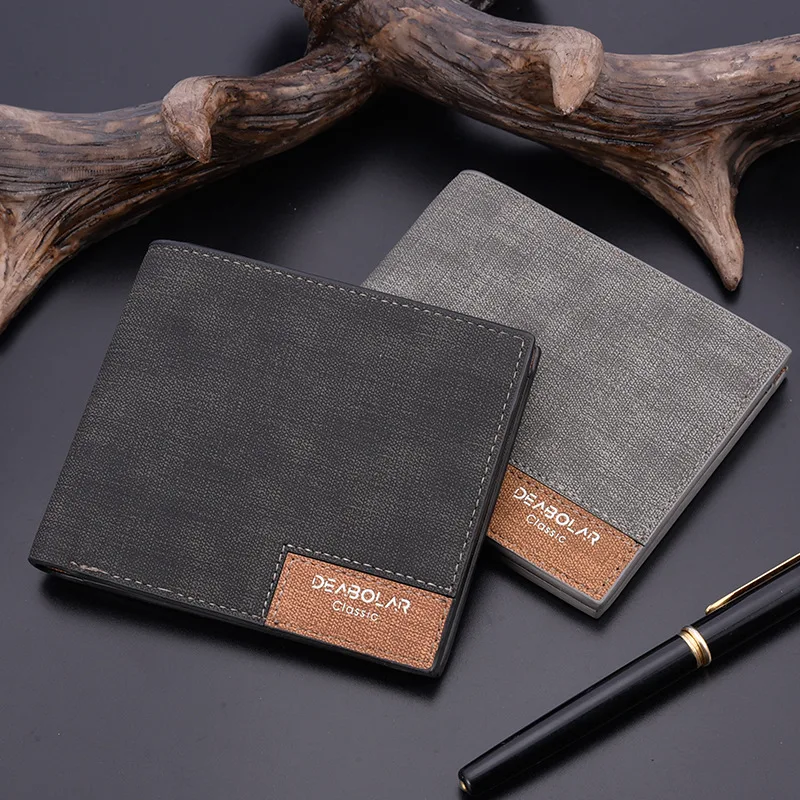 

Men's Vintage Soft Exterior Slim Short Wallet Korean Stitching Card Holder Multifunctional with Card Slots & Id Window Wallet
