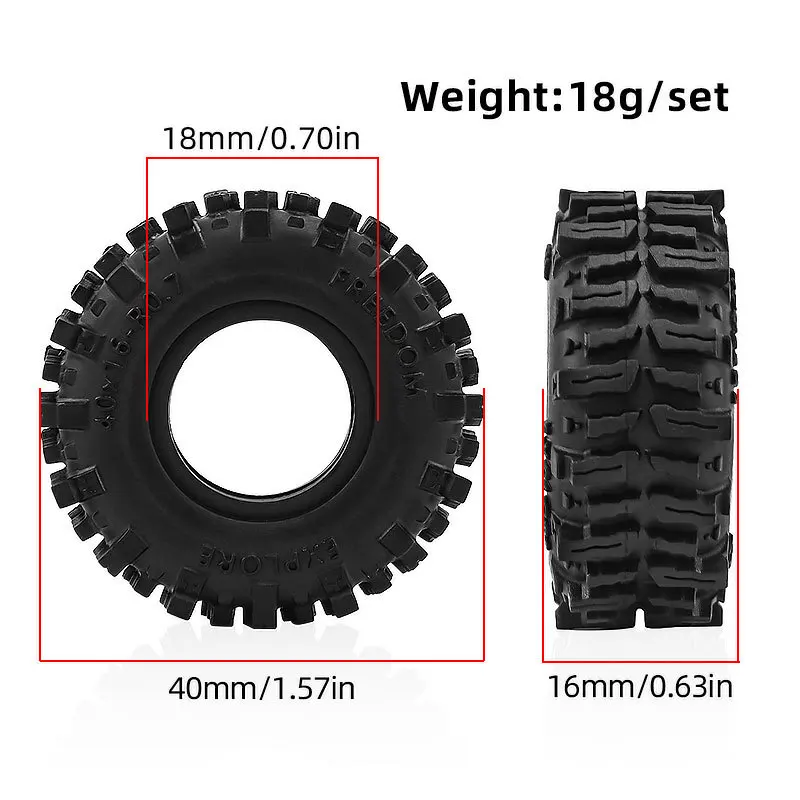 0.7' RC Crawler Tires OD 1.57' 1/30 Soft Rubber All Terrain Tyres W/ Beadlock Wheels Rims for 1:30 1/32 Rock Mud Car SCX30