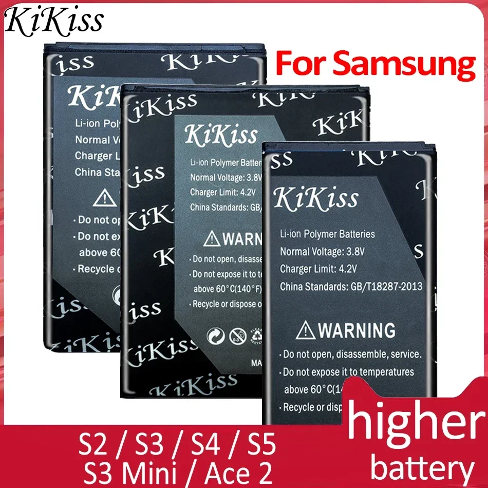 Аккумулятор KiKiss для Samsung Galaxy S2 S3 Mini S4 S5 Ace 2 GT I8190 I8160 I9100 i9300 i9500 i9505 G900F G900 EB 425161 LU EB-L1G6LLU