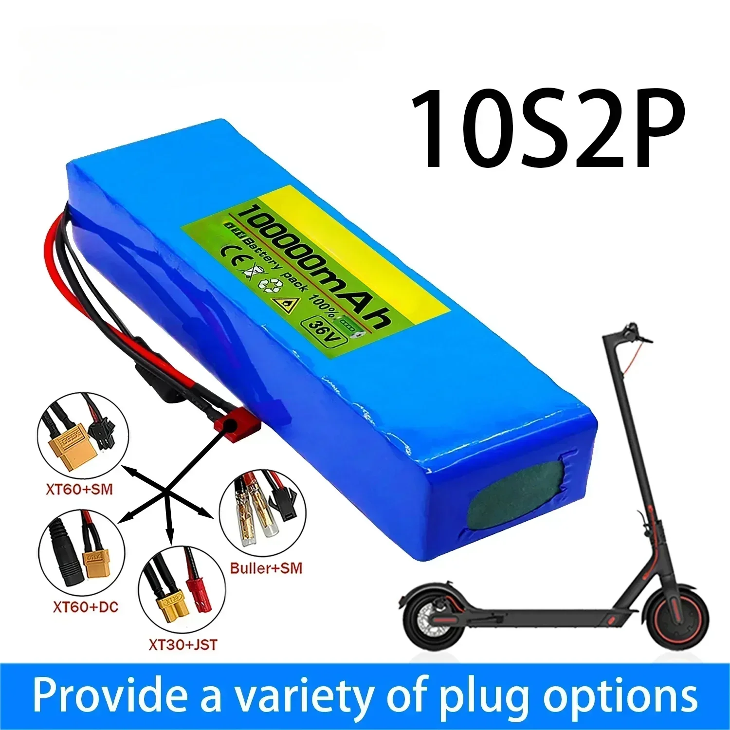 18650 36V100Ah Rechargeable Lithium Ion Battery 10S2P 42V 500W, Used for Bicycles, Scooters Electric Motorcycle+free Shipping