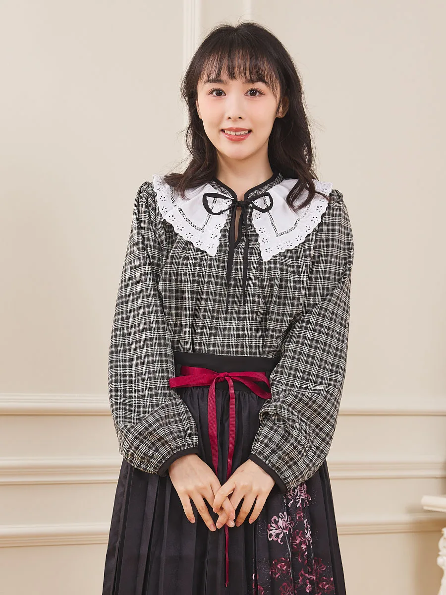 

Женская рубашка Axes Femme в японском стиле с милым узором, цветными блоками, воротником-куклой, в лесном стиле, с длинным рукавом, приталенная