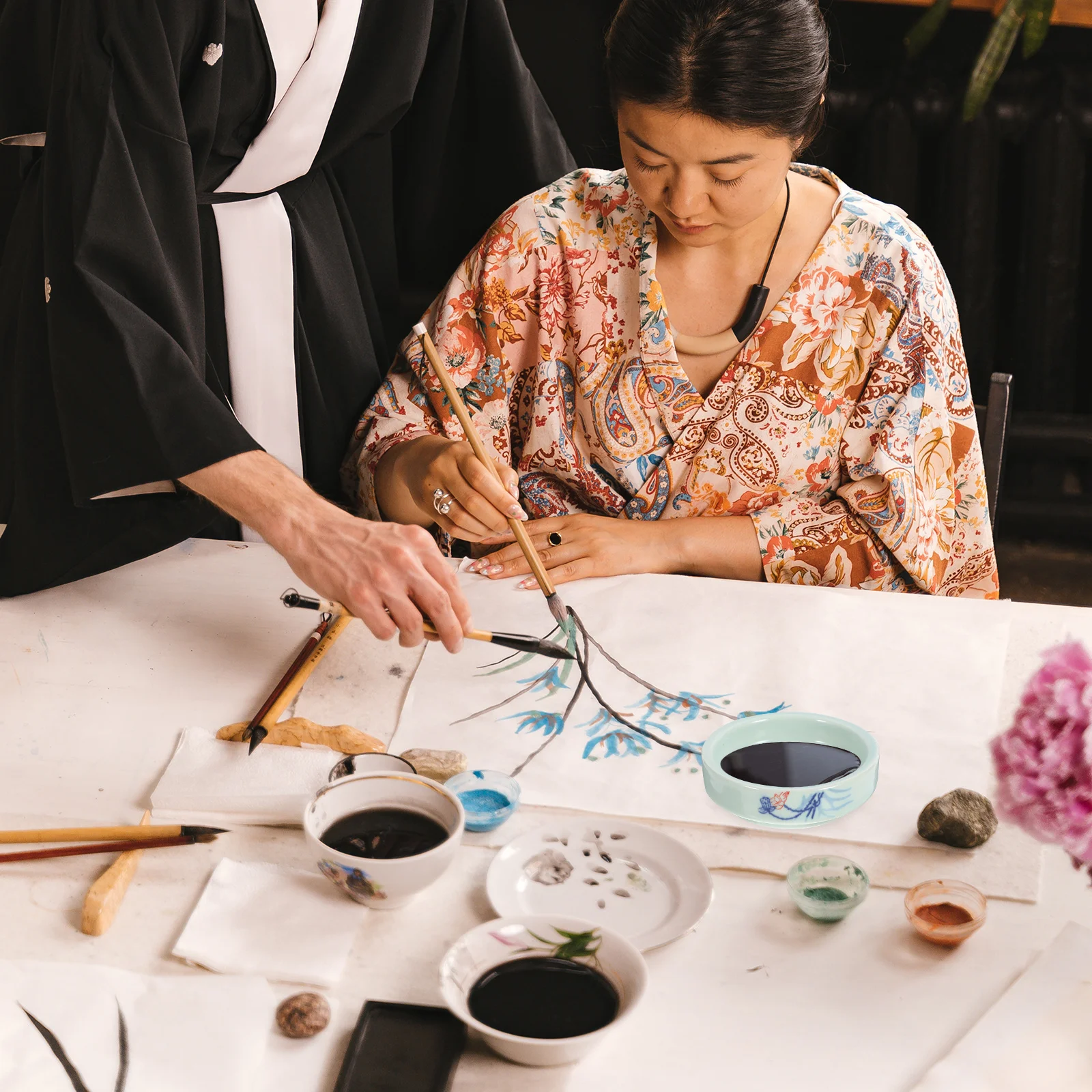 لوحات طلاء سيراميك مريحة مجموعة واحدة من ألواح خلط الصباغ متعددة الوظائف للرسم في الهواء الطلق ومساحة تخزين سهلة الحمل #3