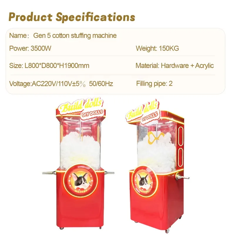 FL wholesale Professional Toy Stuffing Filling Machine 3.5KW Motor Automatic Portable Cotton & Fiber 110V/220VCustomized