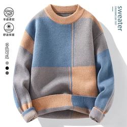 Sweaters men 2024 winter korean style mens warm sweater mens fashion sweaters plaid patterns Men's wool pullovers male M-4XL