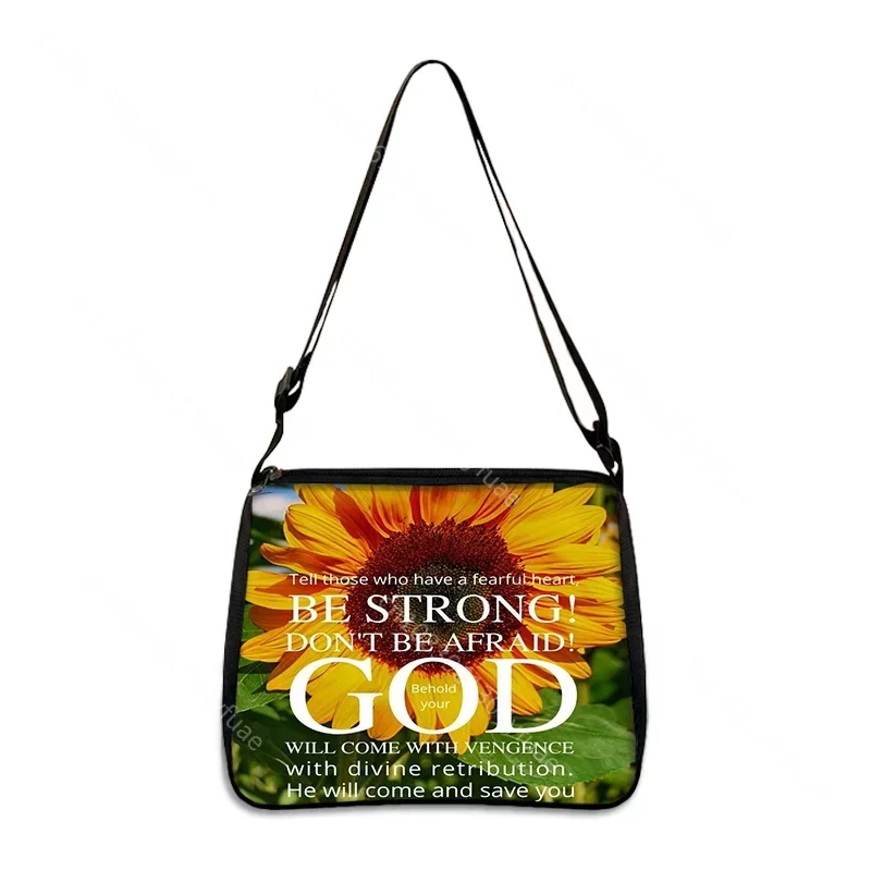 Christian Bible Verse Print Shoulder Bag God He Will Sustain You Lady Axillary Bags Casual Religious Pattern Underarm Bag Gift