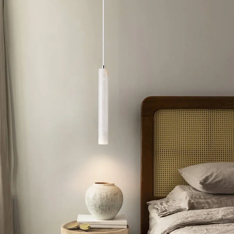 Led Pendant Lamp Long Tube Wood Ceiling Lamp Japanese Style Quiet Wind Bedroom Bedside Chandelier Retro Modern G9 Replaceable