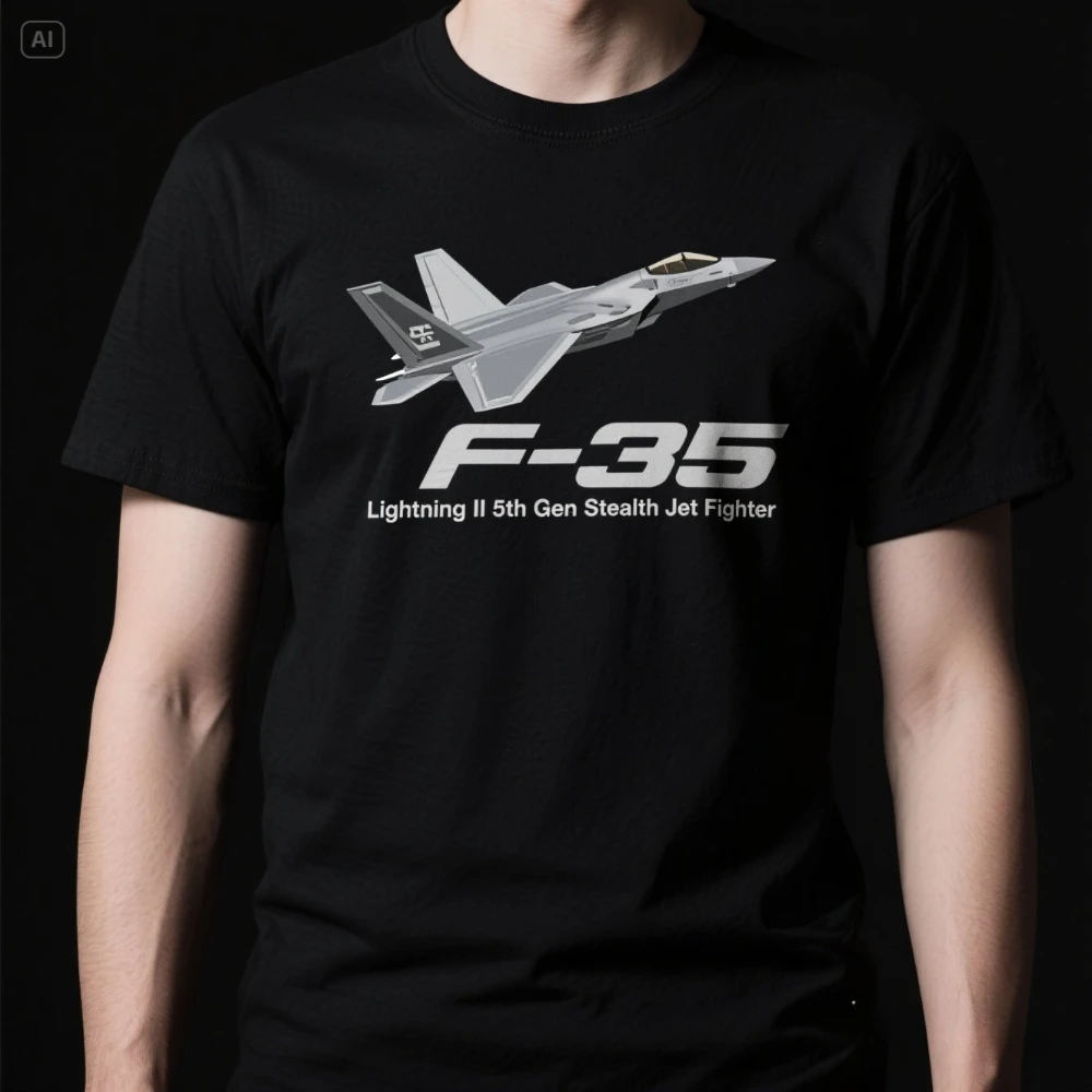 

F-35 Lightning II 5th Gen Stealth Jet Fighter Men T-Shirt Short Sleeve Casual 100% Cotton O-Neck Summer TShirt