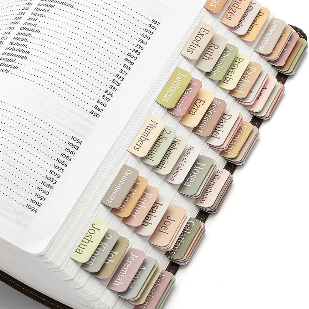 5pcs/75Tabs Boho Theme Laminated Bible Tabs – Colorful Index Tabs for Bible Study, Scripture Organization, and Easy Navigation