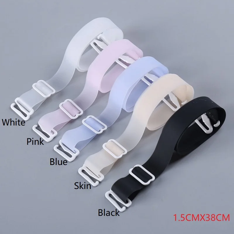 

1.5CM Candy Colored Silicone Shoulder Strap Non Stick Skin Wrapped With Rubber Buckle Bra Straps New Sexy Underwear Accessories