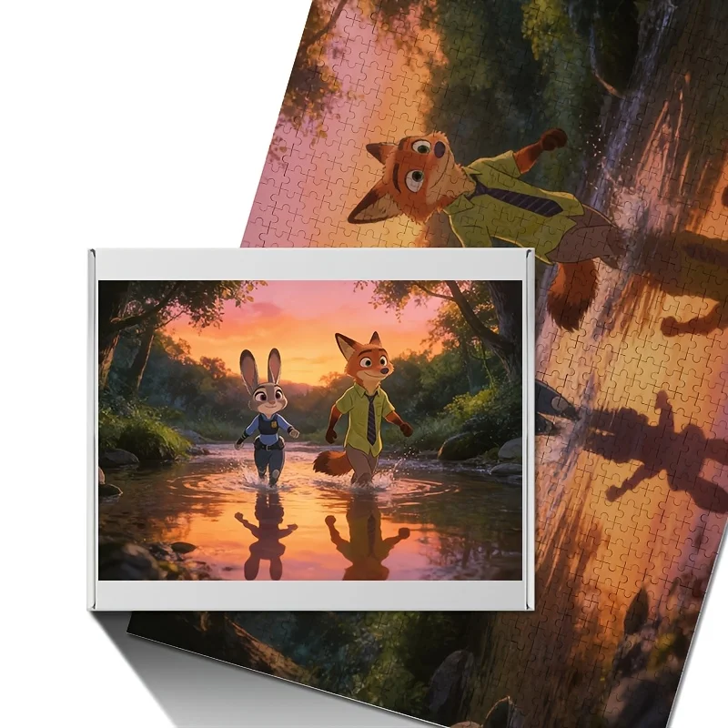 1000pcs Disney Zootopia Judy Hopps and Nick Wild Poster Puzzle | High Difficulty, Home Decor, Ideal for Birthdays and Gifts