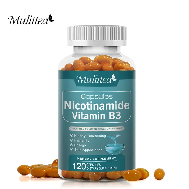 Mulittea-Nikotinamid mit COQ10-Vitamin B3 500 mg Coenzym-Q10-Kapseln zur Unterstützung der Energie, Haut, Zelle und Gehirngesundheit