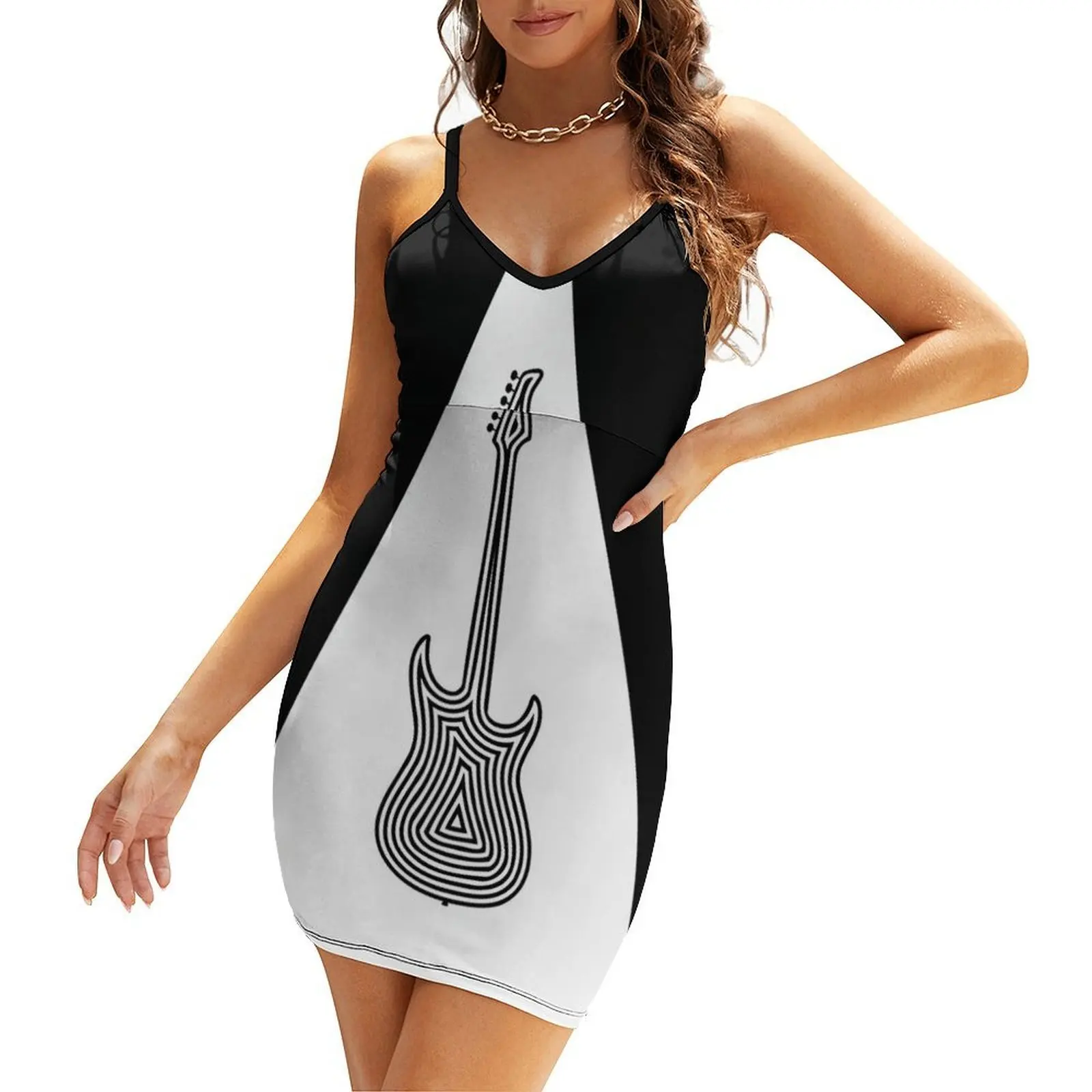 

Black and White Electric Guitar Sling Dress Women dresses summer summer dresses women 2025 elegant women's dresses sale