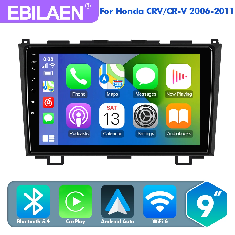 EBILAEN Android 13 Car Radio For Honda CR-V CRV 2006-2011 2din Multimedia Player GPS RDS Navigation Carplay Autoradio 4G FM WIFI