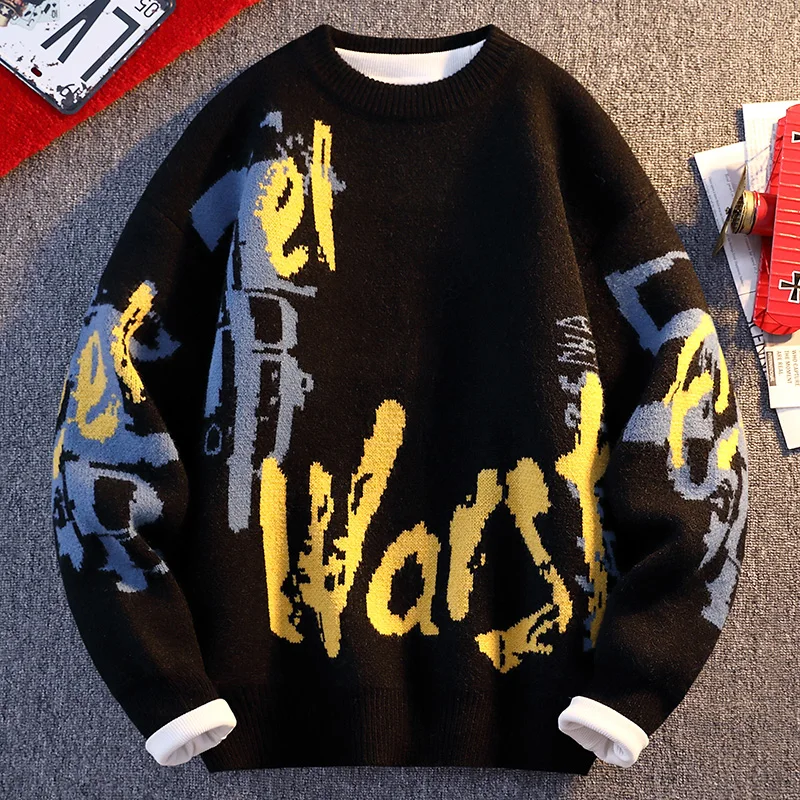 Men's High Quality Autumn Winter Long Sleeves Knit New Sweater Round Neck Jacquard Keep Warm Pullover Trend Leisure Fashion Tops