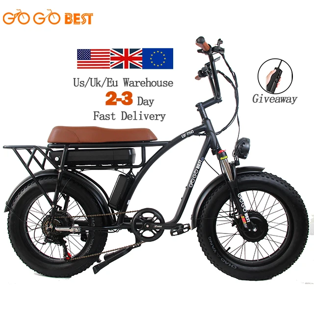 

48V 17.5AH 2000W Dual Motor Powerful Gogobest GF750 Electric Bicycle Classic Vintage 20 Inch Fat Tire Electric Mountain Bicycle