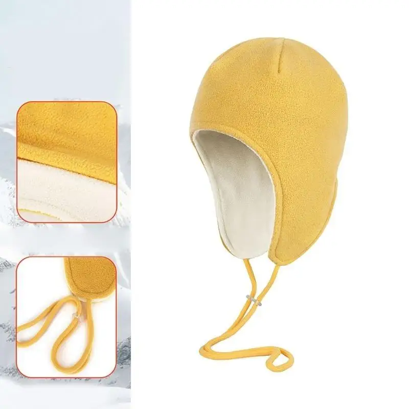 

31BC Windproof Earflap Hat with Adjustable String Fleece Beanie Caps Unisex Thermal Hat Soft Warm Hat for Snow Cycling Skiing