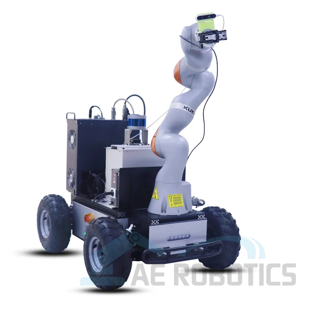 High-performance mobile grabbing robot KUKA robot Unmanned ground vehicle can recognize objects and automatically grab specified