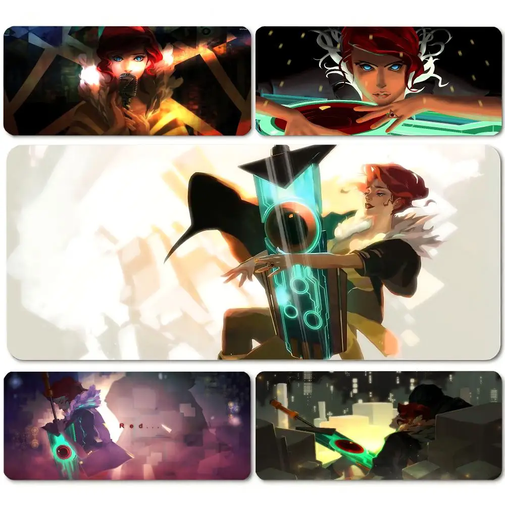 game Transistor Mouse Pad MousePad Stitched Edge Waterproof Desk Mat Anti‑Slip Rubber Base for PC Laptop Gaming Office