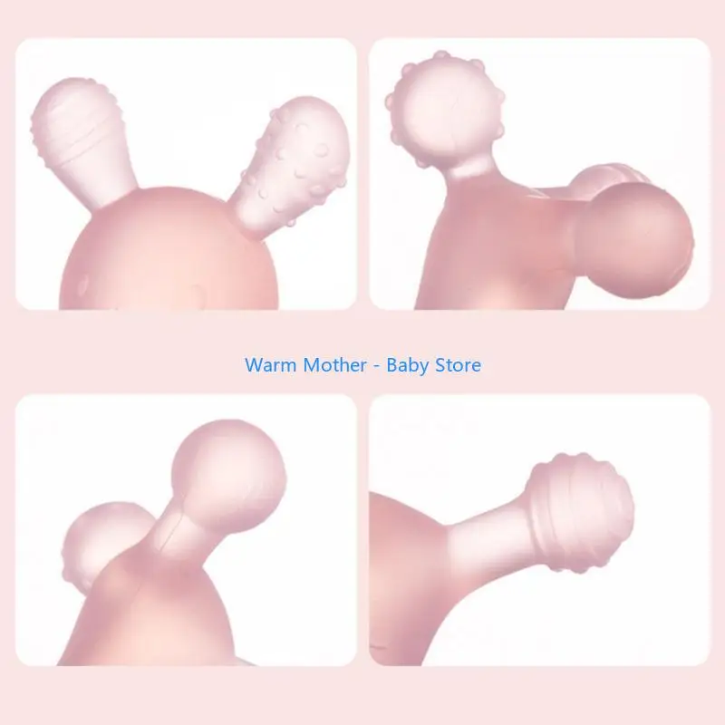 かわいいウサギの赤ちゃんの歯研ぎスティック赤ちゃんの咬傷防止手おしゃぶり 3 か月以上 57QE