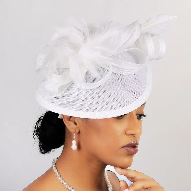 Bridal Headband with Linen Style Derby Hat Retro Party and Dance Fans Horse Racing Uniform Women's Formal Dress Headwear view 2