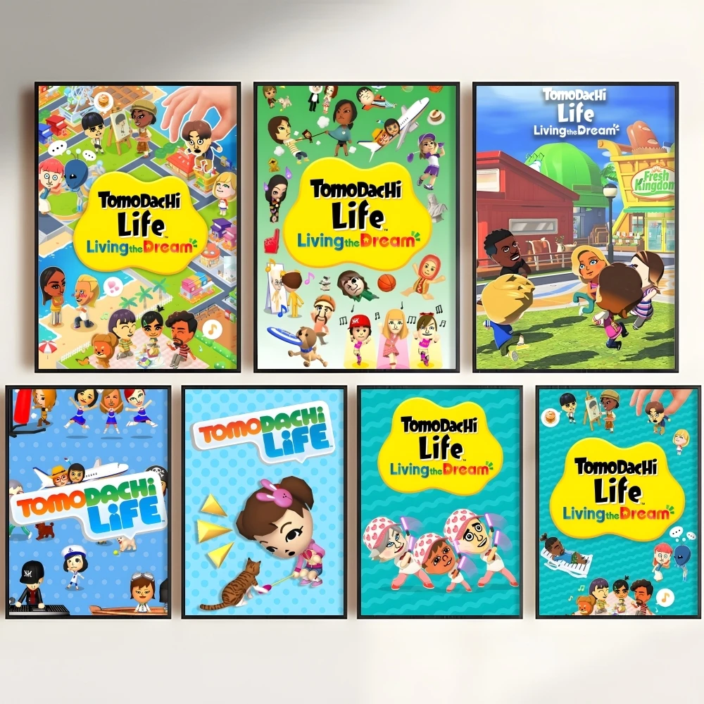 Video Game T-tomodachi Life Poster HD Print Personalized Canvas Wall Mural Art Poster Photos For Living Room Home Decor