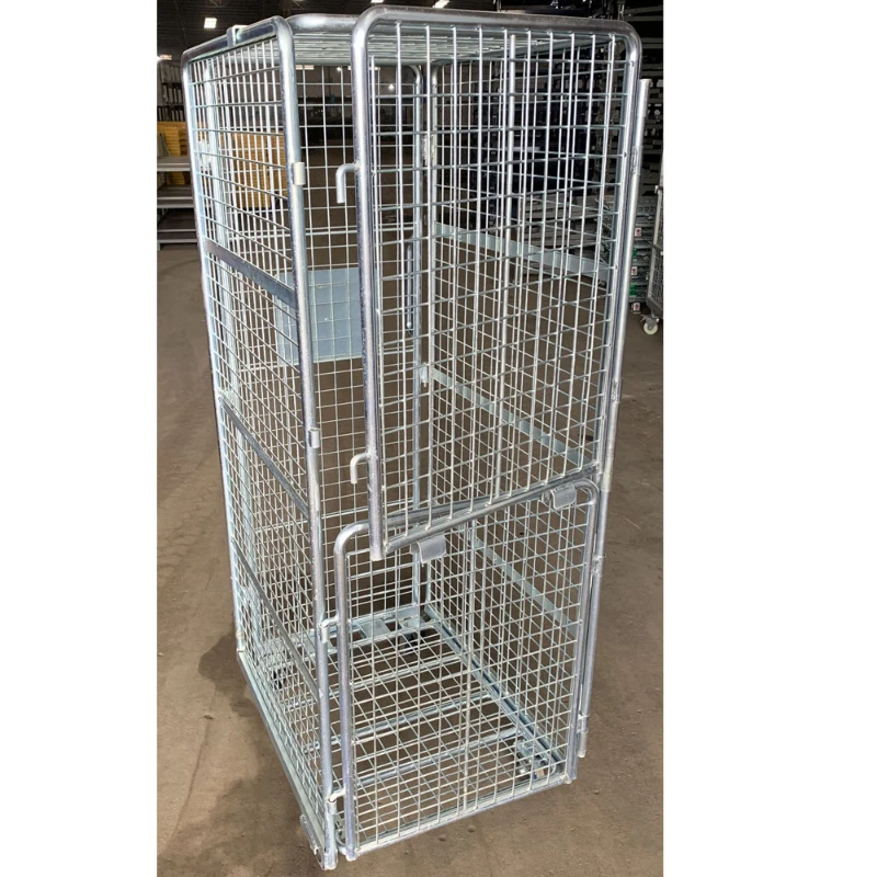 custom foldable metal wire mesh container with rolling foldable cage