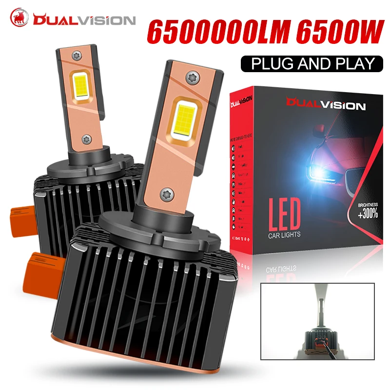 Bullvision D1S D3S LED Headlights HID D2S D4S D5S D8 Turbo LED 6500000LM 6500W Two-sided CSP Chip 6500K Plug&Play Car Lamp Xenon