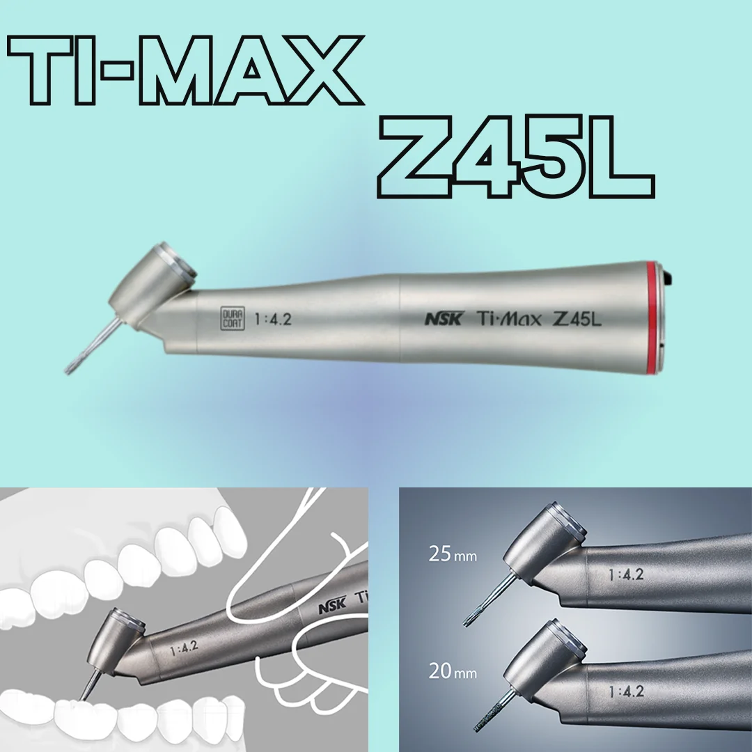 NSK Ti Max Z45L Dental 45 Degree Surgical Handpiece Dentistry 1:4.2 Air Turbine Contra Angle Handpiece Increasing Speed Red Ring