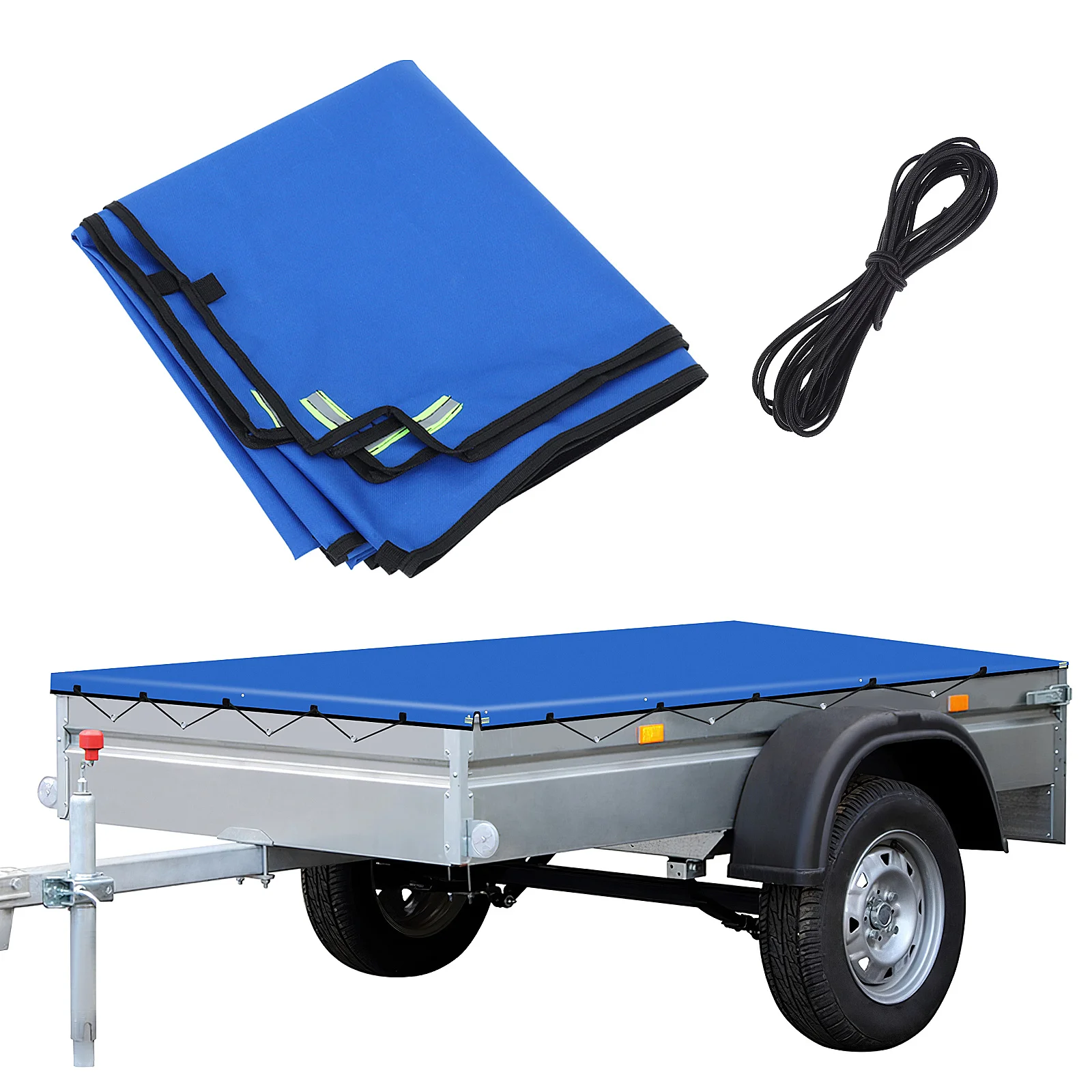 

Outdoor Heavy Duty Utility Trailer Cover Oxford Fabric Pickup Truck Bed Shade Uv Protection Foldable Dump Cart Tarp