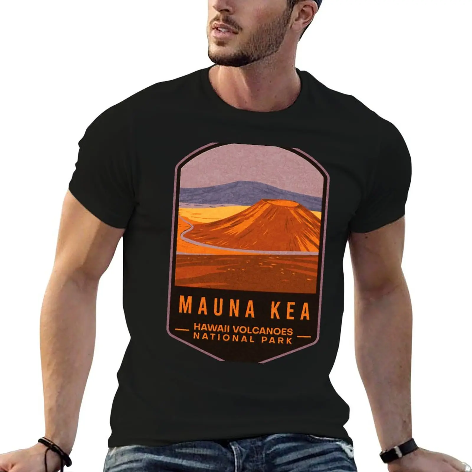 Camiseta do Parque Nacional de Vulcões Mauna Kea Hawaii, camisetas para homem, camiseta branca masculina, camiseta de algodão
