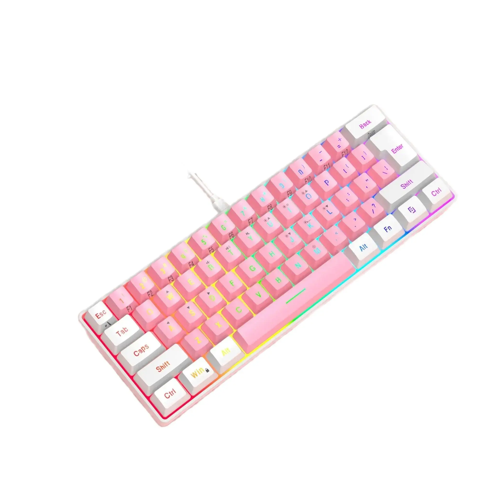 Portable Wired Gaming Keyboard Rgb Led Backlit 61 Key Gaming Keyboard 60% Gamer Wired Mechanical Feel Keyboard Customization