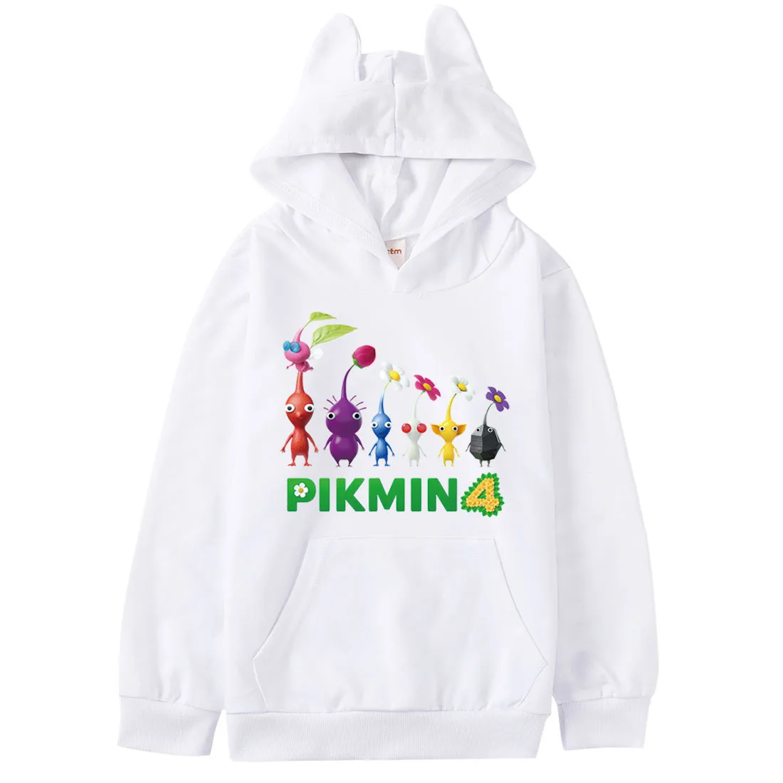 Hoodie Pikmin 4 Kids Hoodie Boys/Girls Harajuku Sweatshirt Streetwear Hip Hop Kawaii Cat Ear Pullover Hooded Jacket Kids