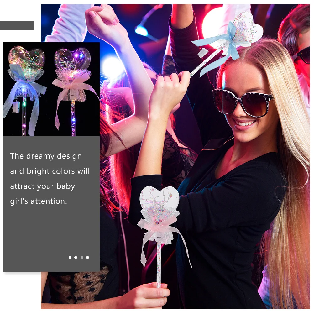 

6pcs Heart Shaped Sky Fairy Wand Glowing Sticks For Girl Party Performance Cosplay Accessories Luminous Wands Photo