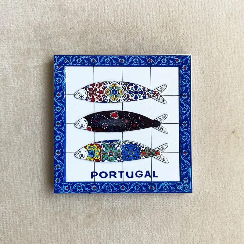 

Portuguese Tile Fish Fridge Magnet Creative Personality 3D Magnet Travel Souvenir Decoration Gift