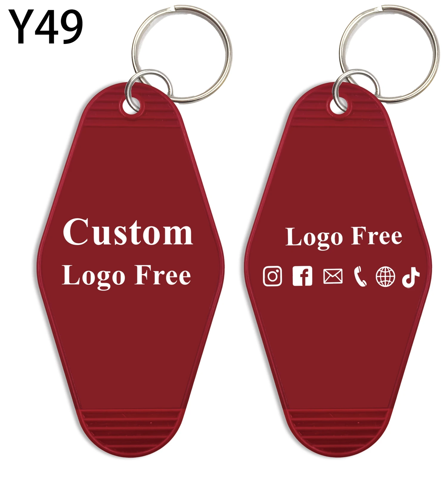 100pcs Custom Logo Free UV Printing 82Colors  Key Chains Tag DIY Pendant Keychain Keyring for Hotel Motel  Mail BoxGift