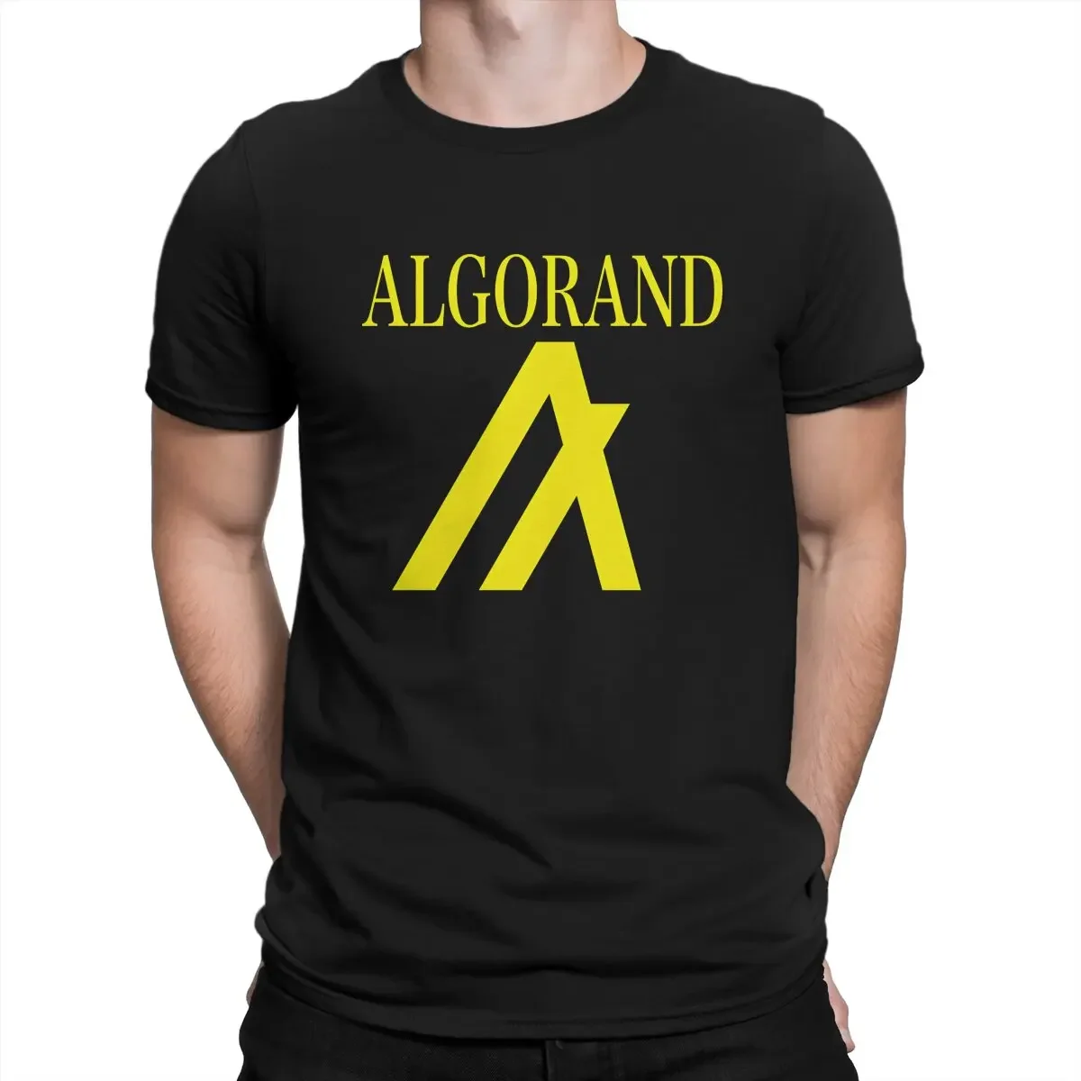 Vintage Yellow Logo T-Shirts Men O Neck Cotton T Shirt Algorand Technologies Short Sleeve Tees Gift Idea Clothing