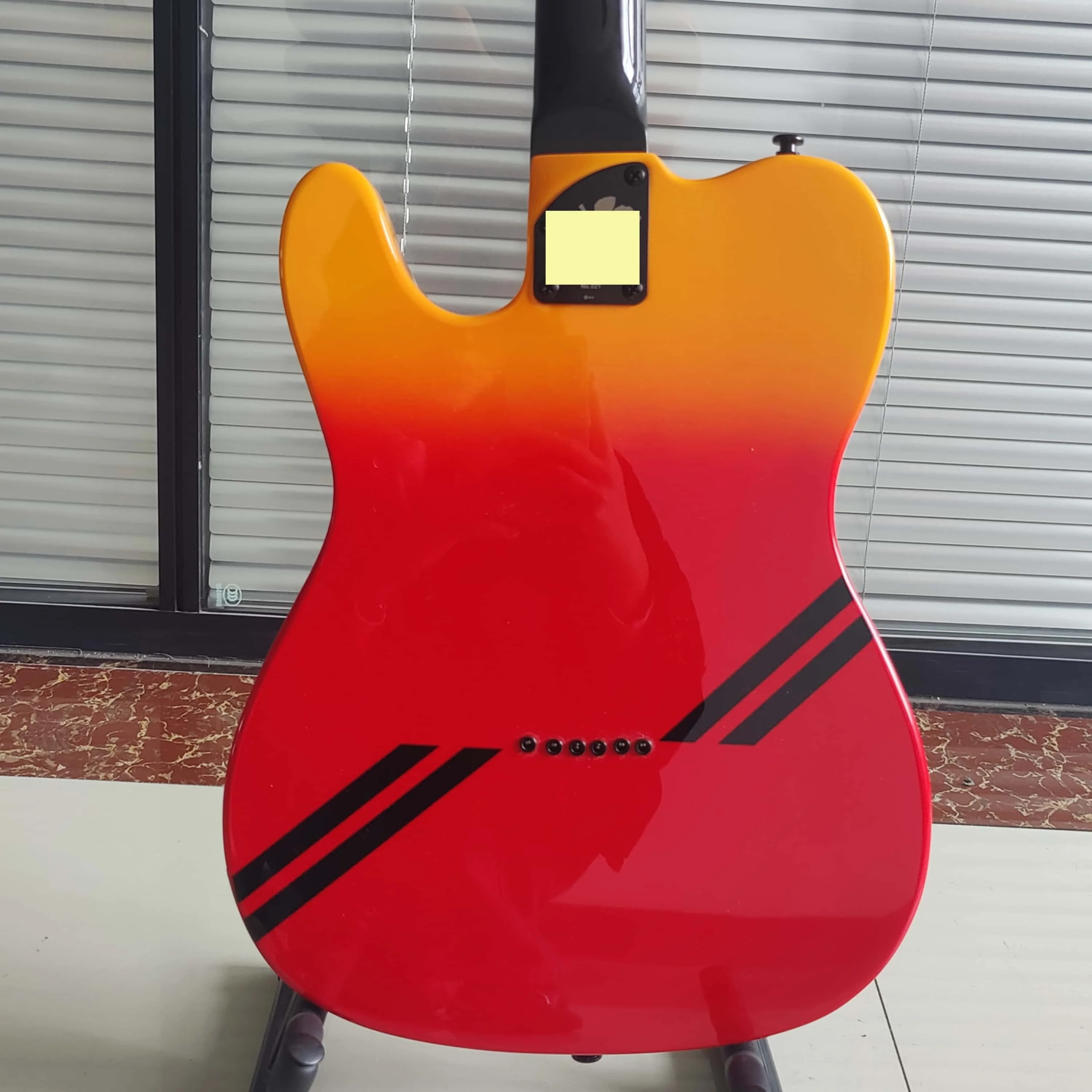 Electric Guitar Rasta Red Yellow Green Color Block Single Humbucker Rosewood fingerboard Black Hardware Rock Guitar In Storck