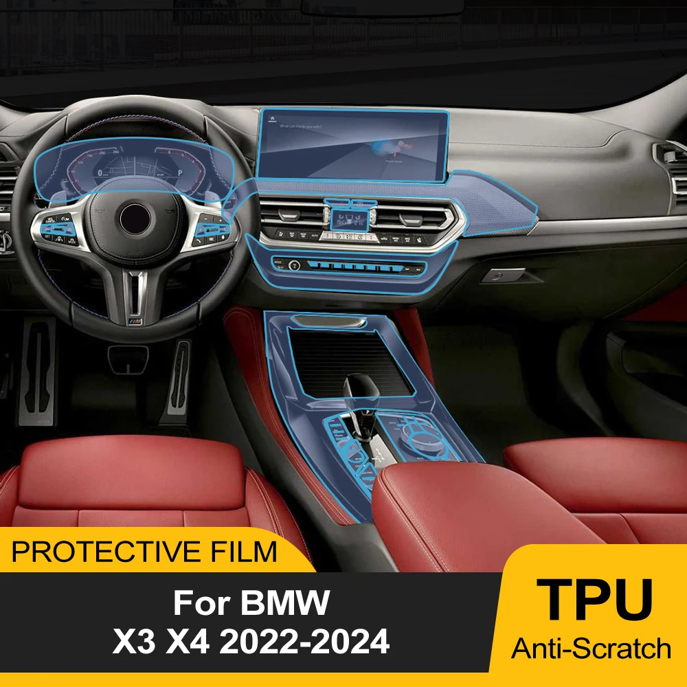 TPU Car Navigation Screen Film for BMW X3 X4 G01 G02 2022 2023 2024 Gearbox Protective Sticker Anti-scratch Interior Accessories