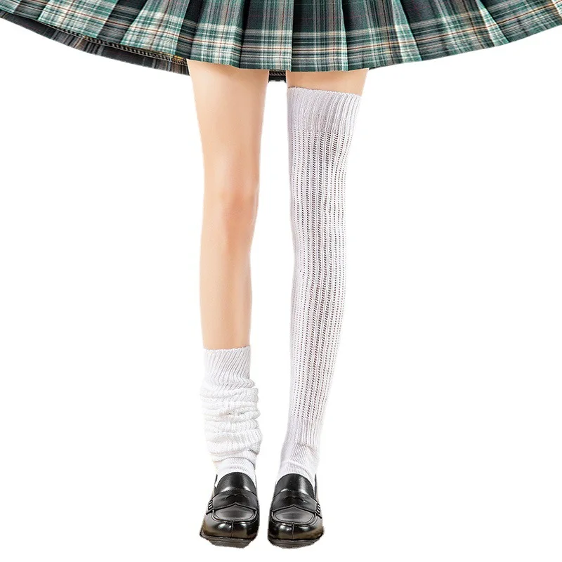 Women Warm Vintage Heap Stockings Thick Thread Knitted Pile Up Fashion Japanese Style Mesh Loose High Over Knee Long Casual