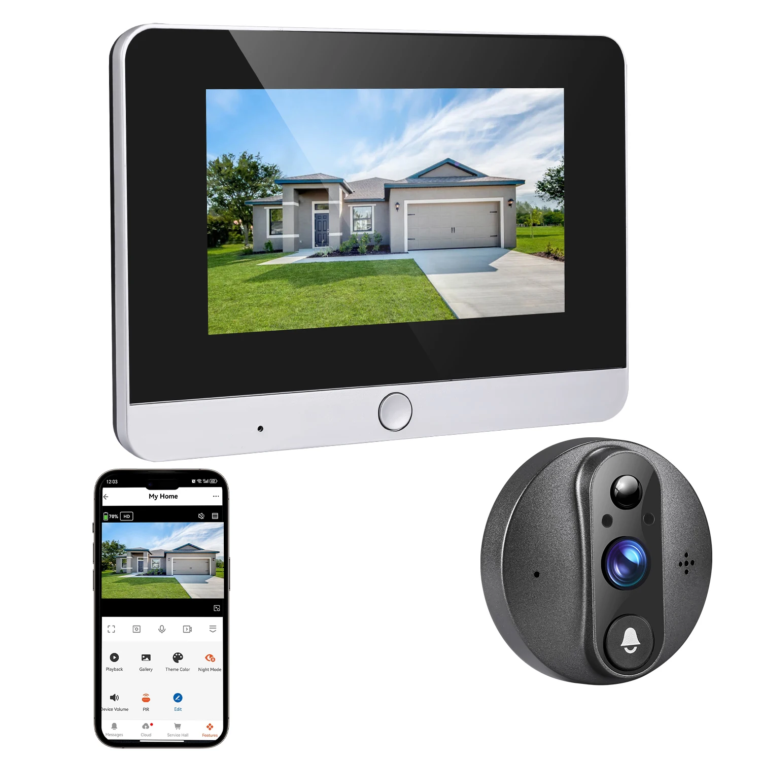 Tuya Smart Secuirty Home Video Door Phone 1080P Two Way Speaker Wireless Digital Peepholes Door Eye Doorbell 5inch LCD