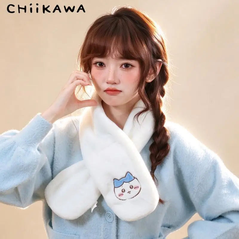 Cartoon Scarf Hat Anime Flip Cover Glove Female Winter Cute Girlish Heart New Girl Usagi Half-Finger Velvet Gloves Keep Warm