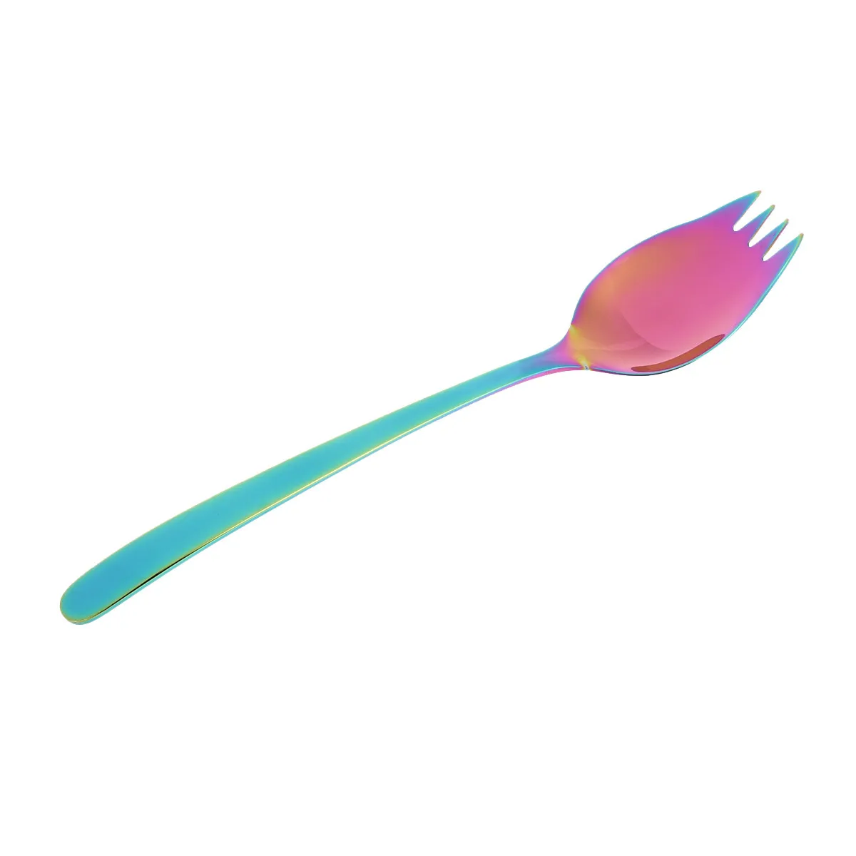 304 Stainless Steel Spork Heavy Duty Long Handle Spoon Fork Combo for Kitchen Salad Dessert Ice Cream Fruit Salad Spoon Fork