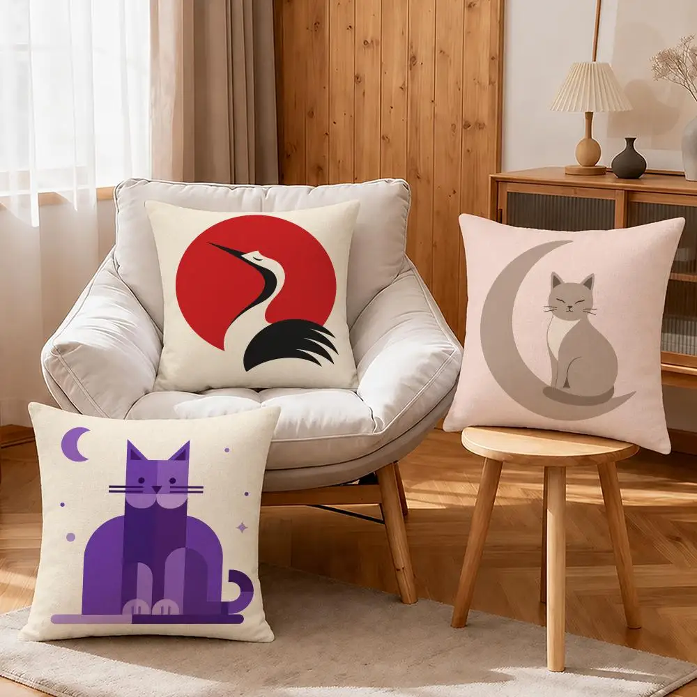 Art Fashion Impression Color Cushion Cover Linen Anti-Mite Antibacterial Cushion Cover Invisible Zipper Sofa Decor