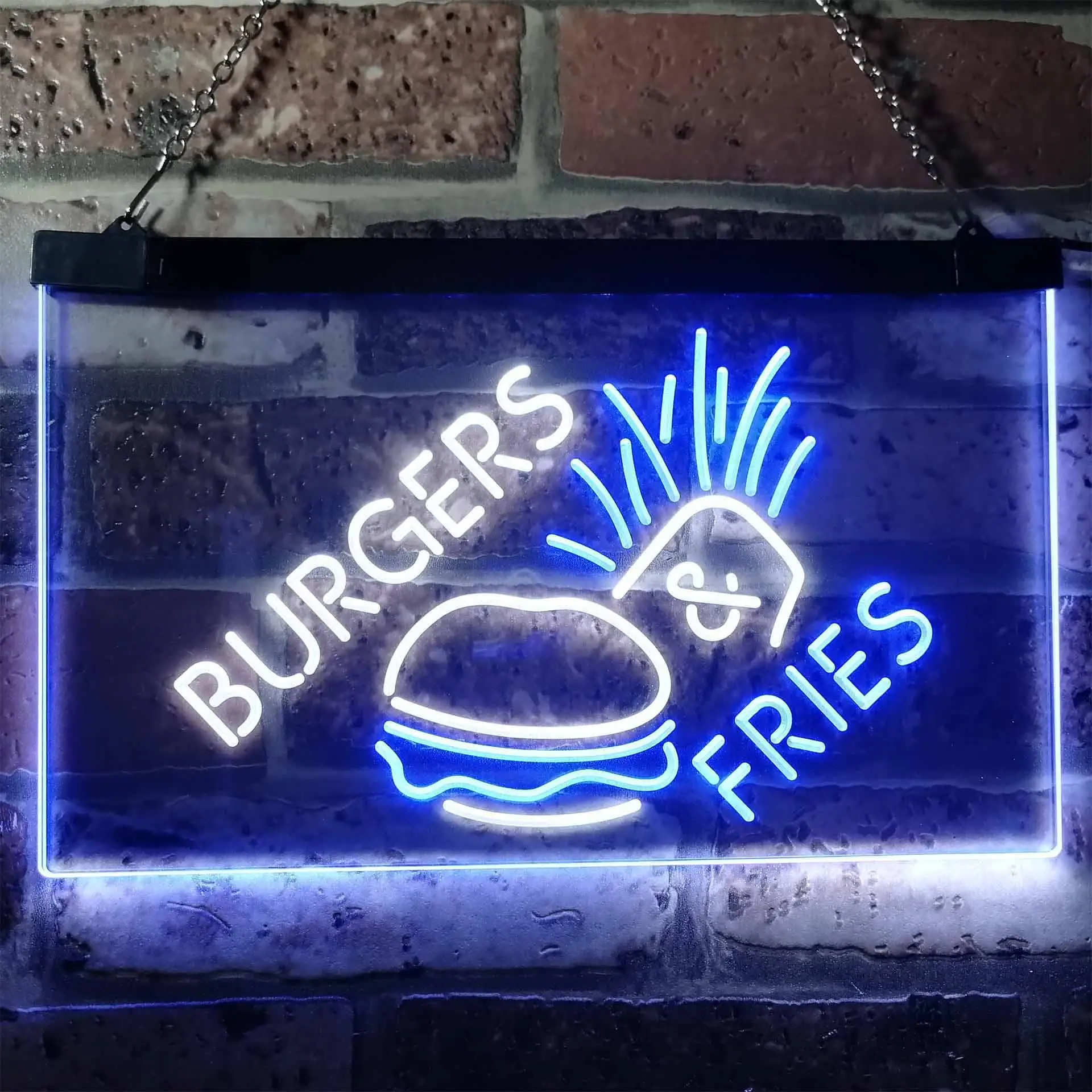Burgers & Fries. Fast Food Dual Color Led Neon Sign st6-i3192