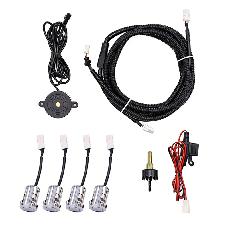 

Universal Rear 4 Sensors Car Parking Sensor No Host Buzzer Alarm Reverse Backup