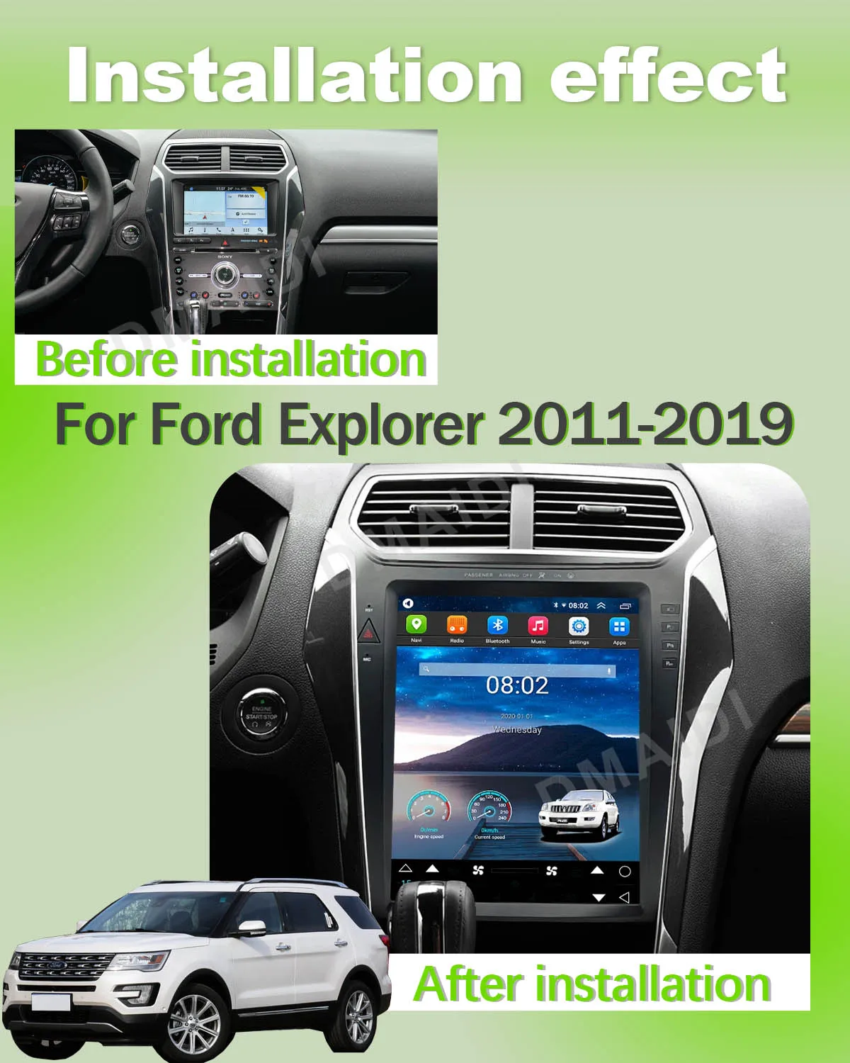 เครื่องเล่นวิทยุระบบแอนดรอยด์สำหรับรถยนต์ Ford Explorer เครื่องเล่นวิดีโอมัลติมีเดียเครื่องเล่น DVD อุปกรณ์เสริมรถยนต์ GPS