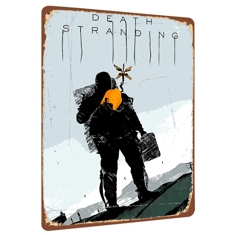 Death Stranding Sam Porter Bridges Silhouette Metal Wall Art Decor Gaming Poster
